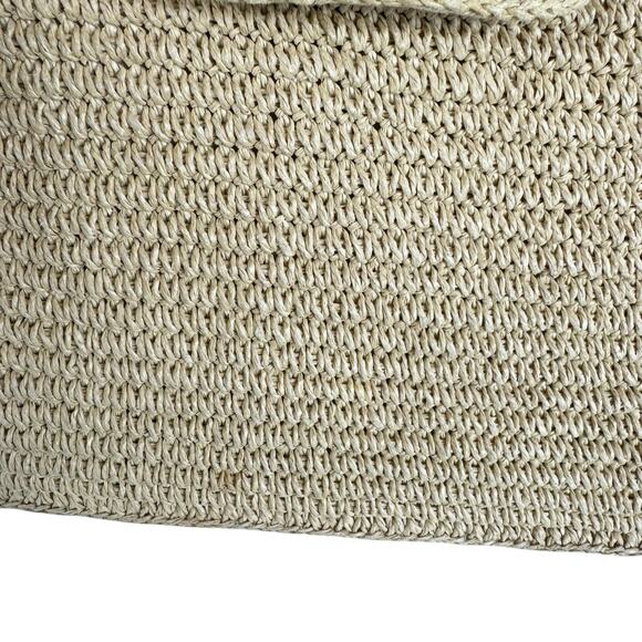 Talbots Vintage Woven Straw Double Handles Lined Hand Bag - Picture 2 of 8